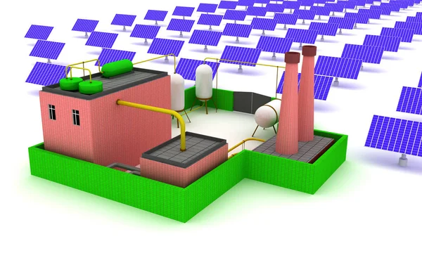 3D növény energia, napelemek — Stock Fotó