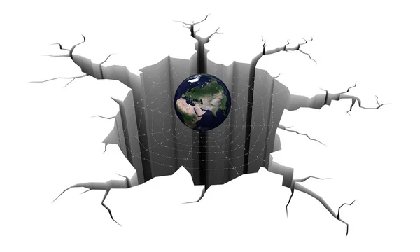 3d agujero circular en el suelo, la web y la Tierra —  Fotos de Stock