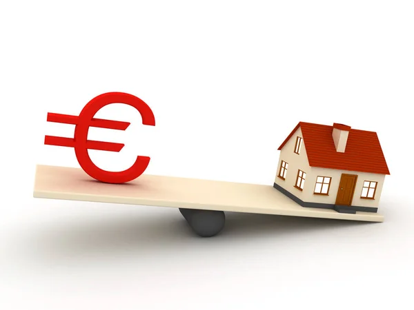 Little house and euro sign — Stock Photo, Image