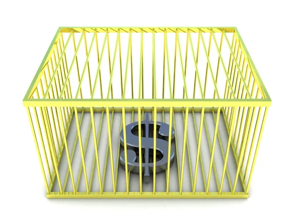 Dollar sign in golden cage — Stock Photo, Image