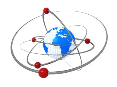 Atom and electrons 3d illustration clipart
