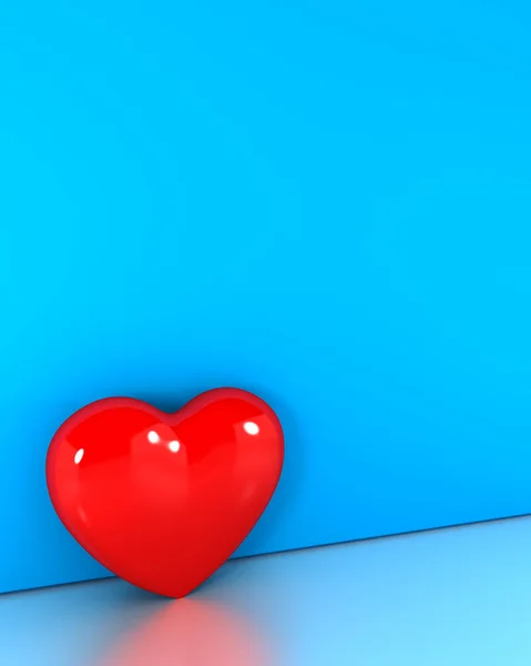 Egy vörös szív áll a szobában. Várom a szerelmedet.. — Stock Fotó