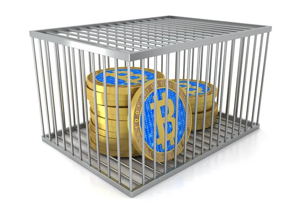 Bitcoin σε κλουβί, απαγόρευση Bitcoin — Φωτογραφία Αρχείου
