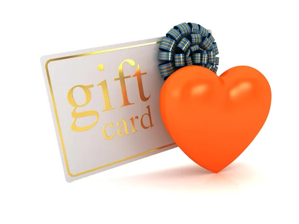 Dia da Promoção para o Dia dos Namorados. Coração e cartão de presente com fita — Fotografia de Stock