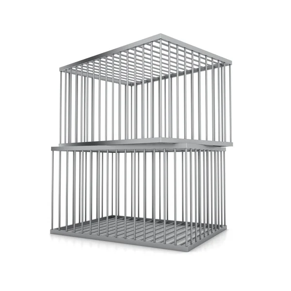 Two metal cages isolated on a white background. The concept of deterrence Telifsiz Stok Fotoğraflar