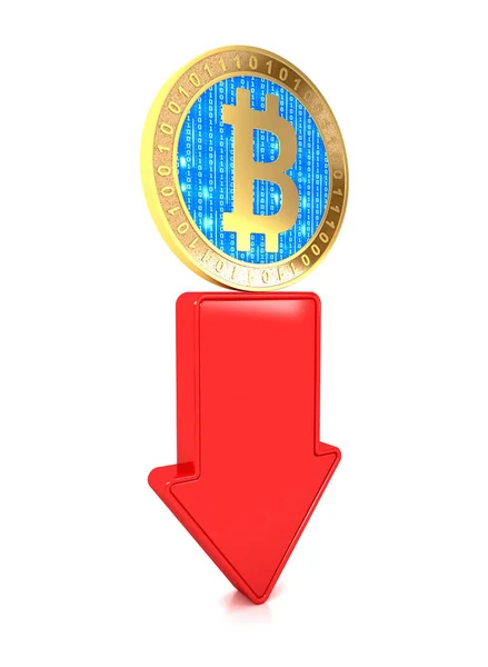 Concepto de caída de Bitcoin Imagen de stock