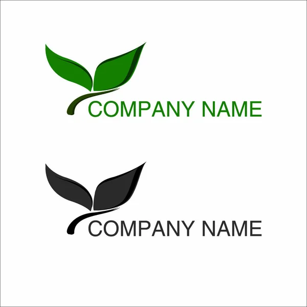 000010 - Two green leaf isolated on white (logo) — Stock Vector