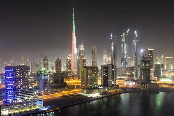 Dubai downtown w nocy — Zdjęcie stockowe