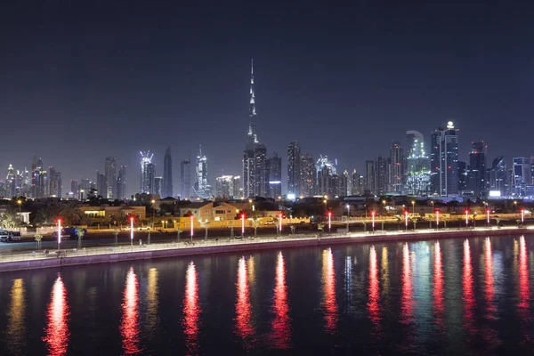 Vattenkanalen Dubai på natten — Stockfoto