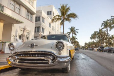 Vintage Car at the Ocean Drive, Miami clipart