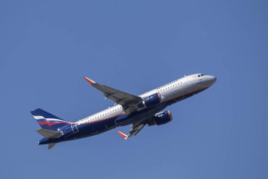 Aeroflot Airbus A320 after take off clipart
