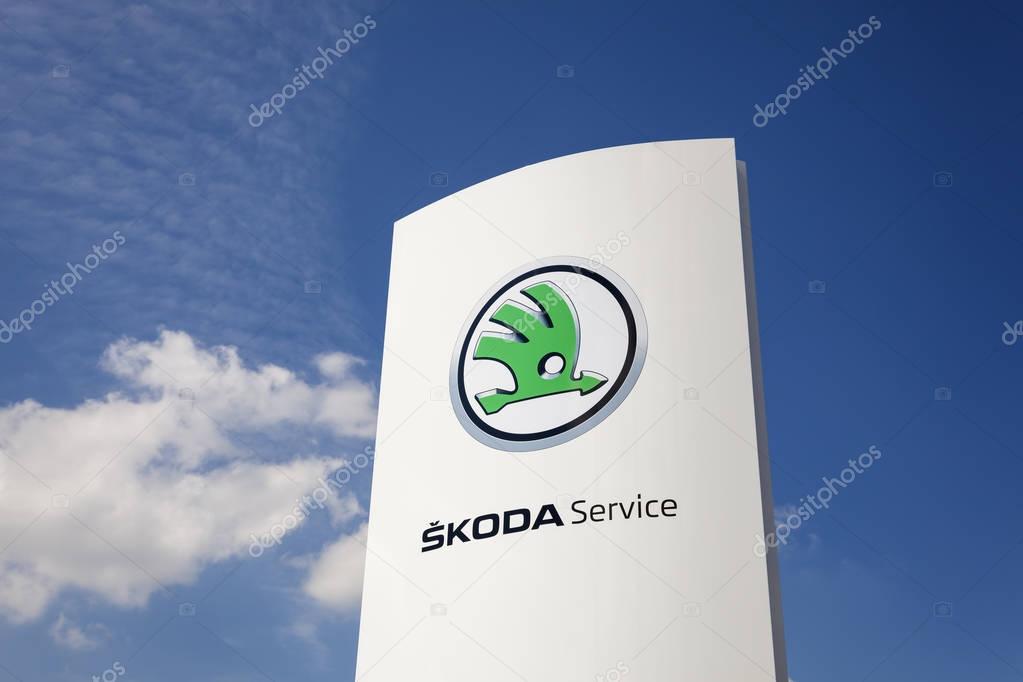 Frankfurt, Germany - March 30, 2017: Skoda automobile dealership in the city of Frankfurt, Germany