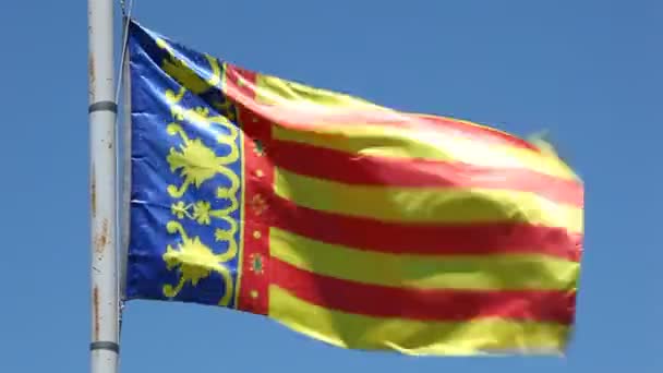 Vlag van de Gemeenschap van Valencia, Spanje — Stockvideo
