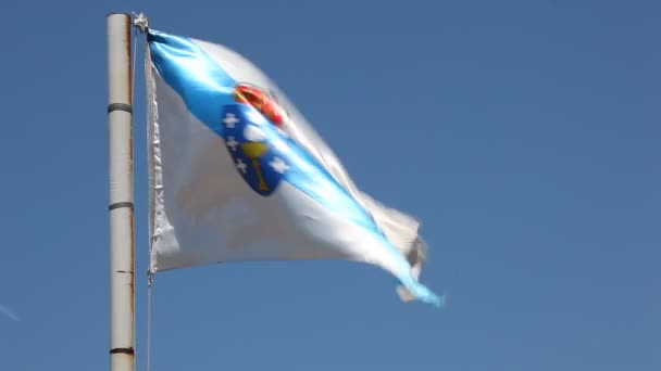 Bandera de Galicia, España — Vídeo de stock