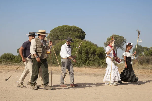 Peregrinos na estrada para El Rocio, Espanha — Fotografia de Stock