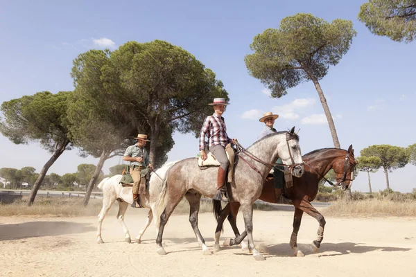 Pelgrims te paard in El Rocio, Spanje — Stockfoto