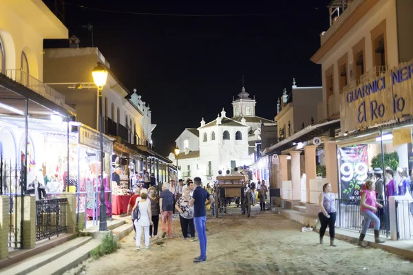 Street in El Rocio at night, Spain — Stock Photo, Image