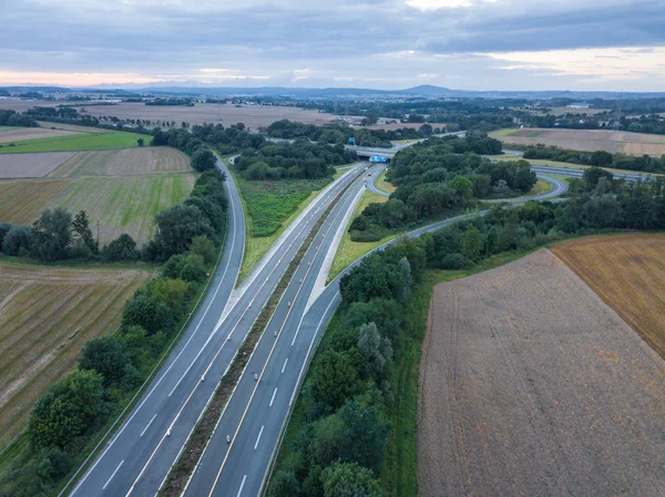 Vista aérea da intersecção da estrada — Fotografia de Stock