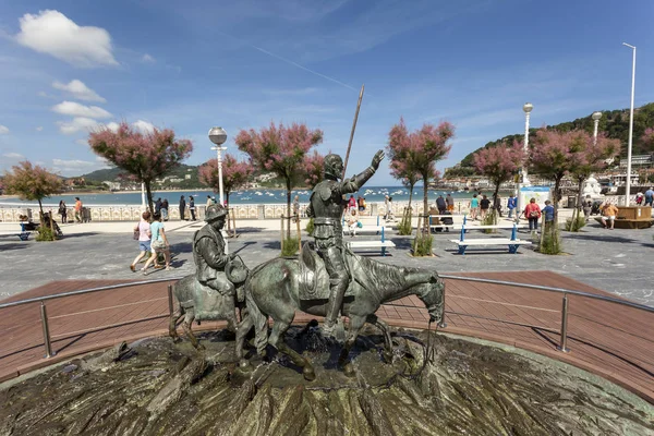 Standbeeld van Don Quixote in San Sebastian, Spanje — Stockfoto