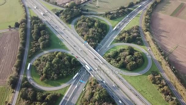 Highway intersection aerial view — Stock Video