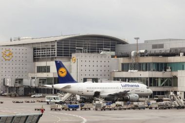 Lufthansa Airbus A319 at the Frankfurt Airport clipart