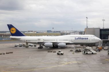 Lufthansa Boeing 747-8 at the Frankfurt Airport clipart