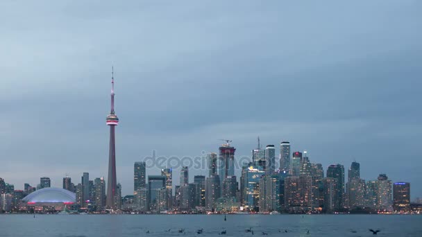 Skyline di Toronto dal tramonto alla notte — Video Stock