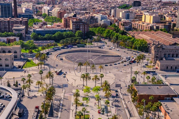 Yuvarlak Kare Barcelona City Yüksek Noktadan Görünümü — Stok fotoğraf