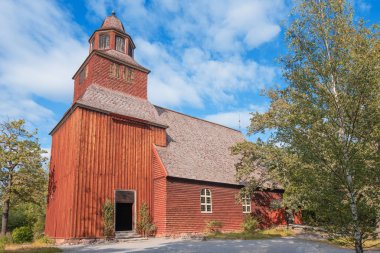 Parktaki eski ahşap kilise, İsveç, Stockholm