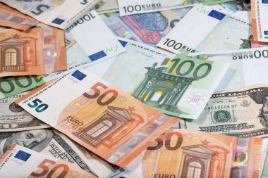 Dolardan, avrodan ve rusya rublesinden yapılmış arka plan