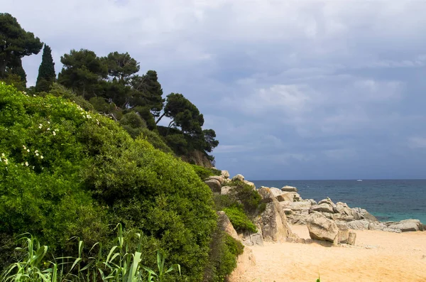 Coast of Spain in cloudy weather, landscape.