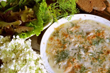 Domuz jölesi ya da geleneksel Rus holodları, düz bir görüntü. Geleneksel Noel mutfağı