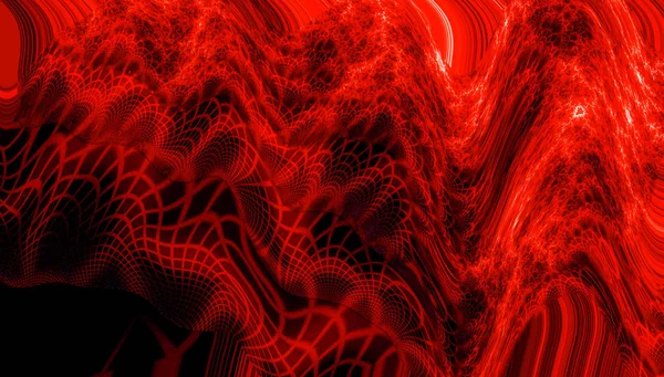 Las luces dinámicas aceleran el camino de neón rojo en la noche. Fondo oscuro con rayos de neón rojos — Foto de Stock