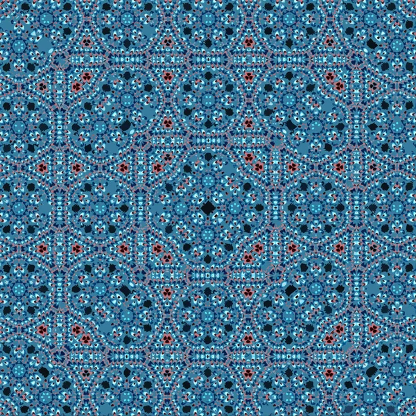 Tapis bleu ethnique. Art tribal imprimé boho, ornement abstrait. Texture de fond, tuile, patchwork — Photo
