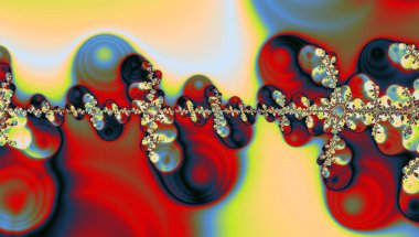 Renkli baloncuklu ve noktalı soyut arkaplan, fraktal elementler