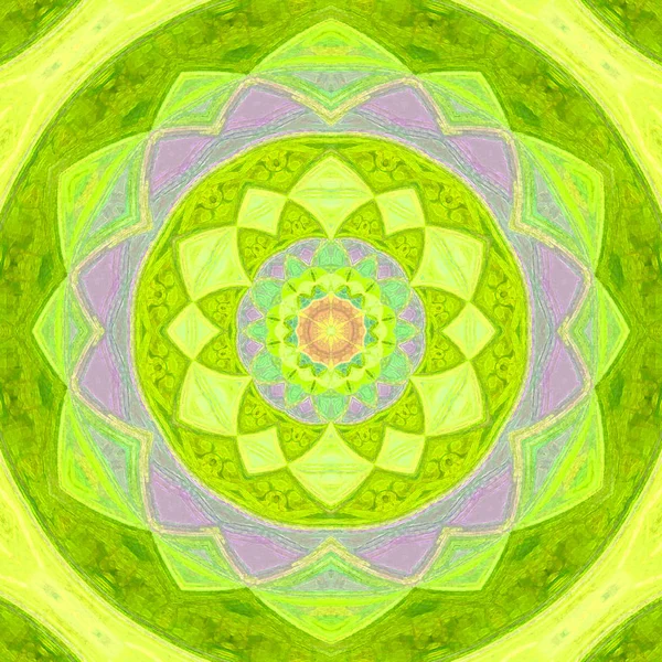 Brosse à aquarelle verte avec motif - éléments tribaux ronds. Triangles design ethnique dans le style boho . — Photo