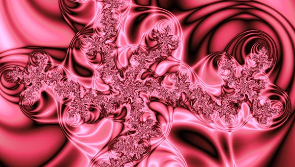 ピンクのフラクタル波状のテクスチャ、サテン効果、ワインの色エレガントな背景 — ストック写真