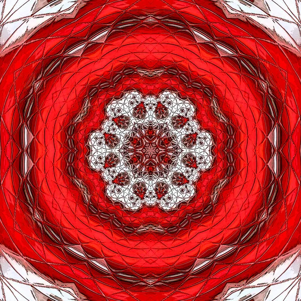 Bright Red Love Mandala Tile Arabesque Background — Stock Photo, Image