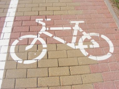 cyclist icon sign, on the road, cycle symbol, View of bicycle path