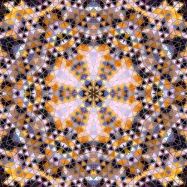 Gelb Orange Blau Indigodreieckiges Kaleidoskop — Stockfoto