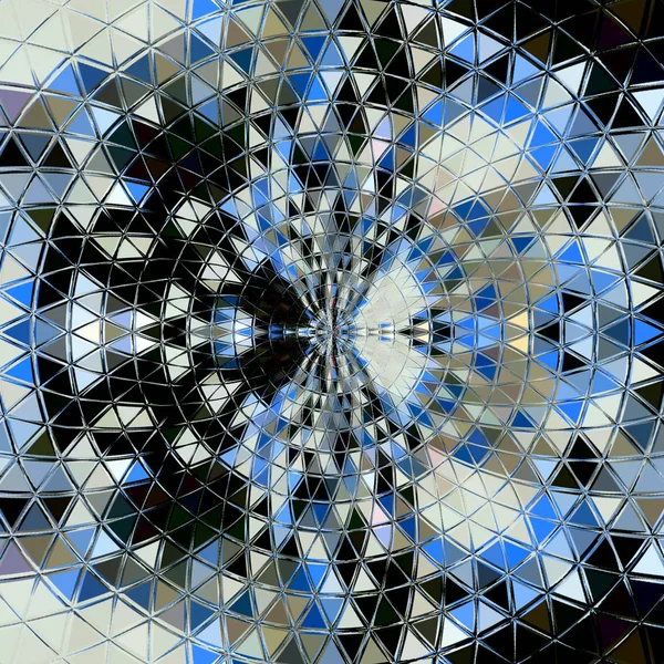 Triángulos Abstractos Colorido Círculo Telón Fondo Mosaico Azul Gris Negro — Foto de Stock