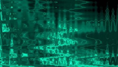 neon turquoise toned abstract background with wavy clouds and a frame, a design template with a place for a quote and logo