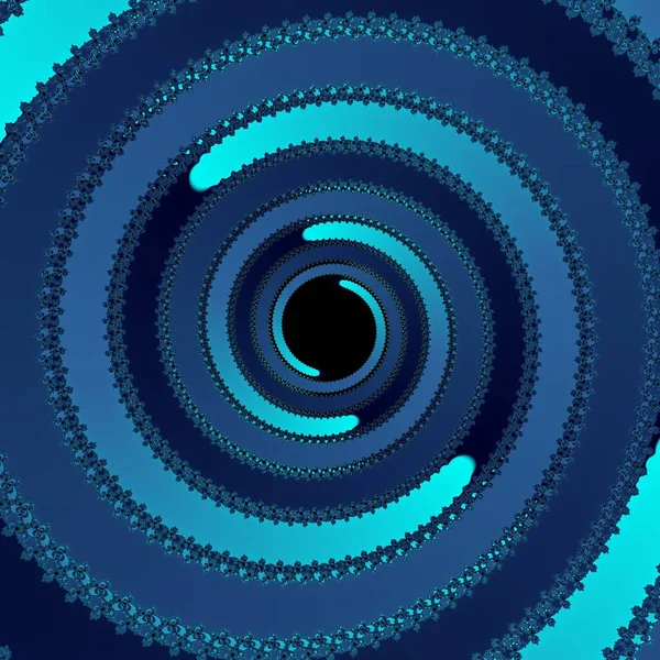 Niebieski Tunel Życia Kolorowy Spiralny Fraktal Niebieskie Abstrakcyjne Tło — Zdjęcie stockowe
