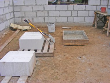 building of garage close up