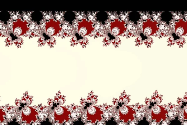 Red Black White Fractal Flowers Shape Copy Space — Stok fotoğraf