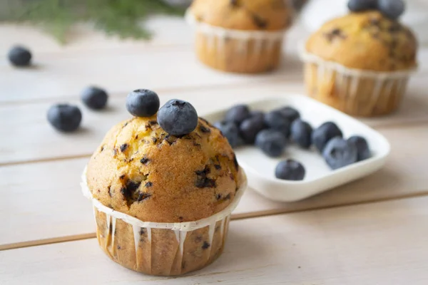Muffins de mascarpone et myrtille, aliments bio sucrés — Photo