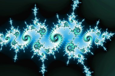 Mavi spiraller ve eğri çizgiler fraktal soyut arkaplan