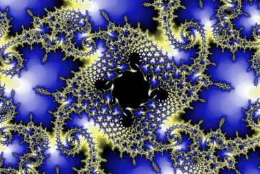 Beyaz arka planda renkli mavi çiçek. Tebrik kartları için fantezi fraktal tasarımı