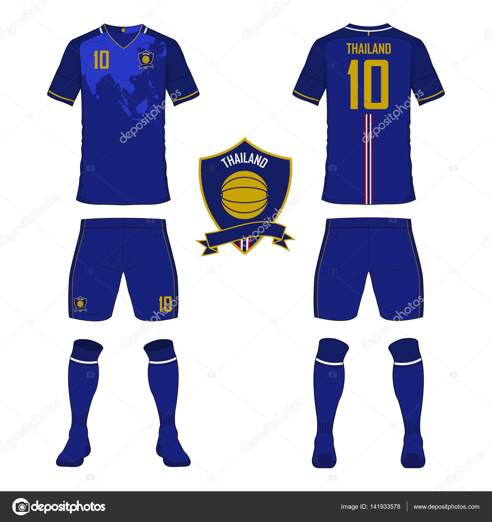 Set of soccer jersey or football kit 