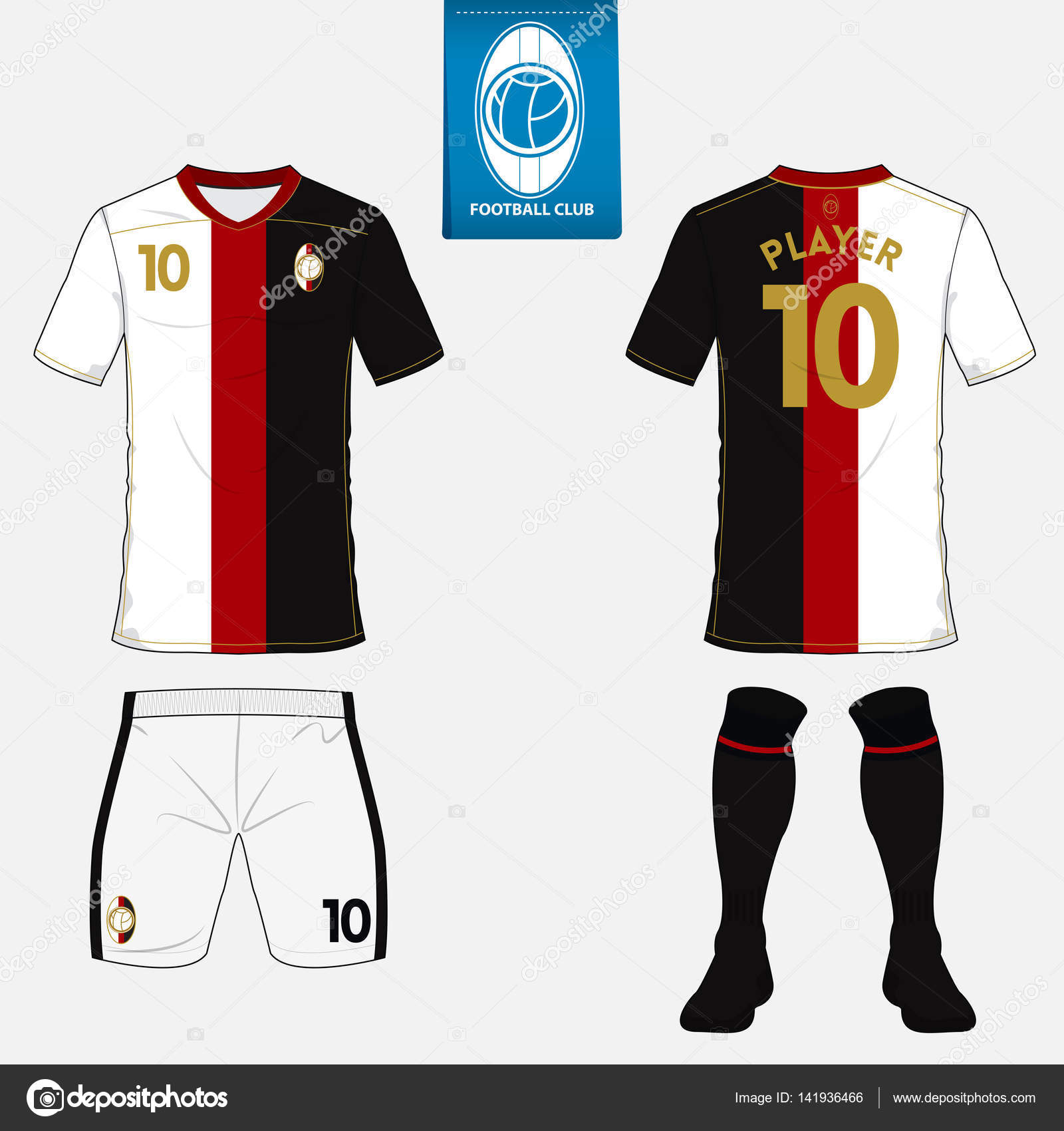 Set Of Soccer Kit Or Football Jersey Template For Football Club Flat Football Logo On Blue Label Front And Back View Soccer Uniform Football Shirt Mock Up Stock Vector Image By C Tond Ruangwit Gmail Com